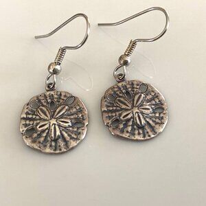 NWOT Silver sand dollar earrings, about 1/2".